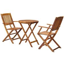 Vidaxl 9 piece folding outdoor dining set solid eucalyptus wood. Vidaxl Outdoor Bistro Set 3 Piece Acacia Wood Folding Round Garden Table Chair Buy Online In Cayman Islands At Cayman Desertcart Com Productid 96810290