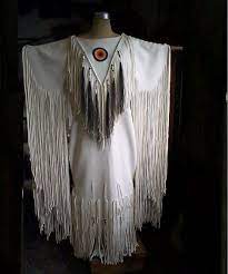 Woman S White Buckskin Beaded Long Fringes Wedding Dress Ewd68 In 2021 Native American Wedding Dress Native American Wedding Native American Clothing