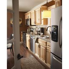 Which cabinets were easier to install, better quality, and just look nicer? Hampton Bay Hampton Natural Hickory Raised Panel Stock Assembled Pantry Kitchen Cabinet 18 In X 84 In X 24 In Kp1884 Nhk The Home Depot Kitchen Redo One Wall Kitchen Kitchen