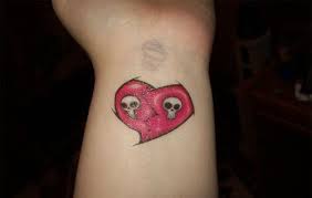68k views (not for public use) *please full view* this is a design i just finished for a tattoo i'm getting later this week. Red White And Black Skull With Broken Heart Tattoo On Inner Forearm