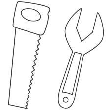 Saw you are viewing some saw sketch templates click on a template to sketch over it and color it in and share with your family and friends. Saw And Wrench Coloring Page Tools Coloring Sheets Coloring Pages Maker Fun Factory