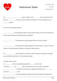 Image result for Cardiovascular Worksheets