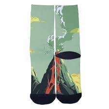 winfred the volcano mens womens 3d print custom crew socks