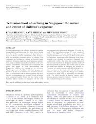 Pdf Television Food Advertising In Singapore The Nature And Extent Of Childrens Exposure