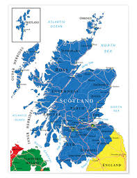 Carte de édimbourg en écosse. Posters Et Tableaux De Carte De L Ecosse Anglais Posterlounge Be