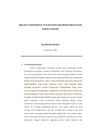 Menurut dunia keuangan analis ini adalah teknik yang digunakan oleh para penanam modal atau investor. 32 Analisis Fundamental Saham Pdf Info Dana Tunai