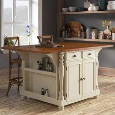 In modern times most people are rushing in the morning, a breakfast bar with bar stools seating is the perfect choice in place of the kitchen table. Rosalind Wheeler Edlin Kitchen Island In Buttermilk Finish
