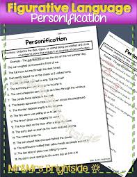 This Is An 18 Question Worksheet That Focuses On Personification Students Are Required To Identify Wha Figurative Language Similes And Metaphors Writing Units