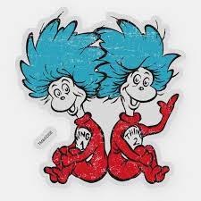 Dr Seuss The Cat In The Hat Thing 1 Thing 2 Sticker Zazzle Com In 2021 Dr Seuss Images Dr Seuss Art Seuss Crafts