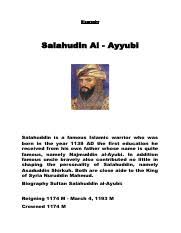 The punjab government has requested a judicial inquiry into the custodial death of salahuddin ayubi, a mentally disabled man accused of robbery who died allegedly as a result of police torture. Biography Salahudin Al Ayyubi Docx Biography Salahudin Al Ayyubi Salahuddin Is A Famous Islamic Warrior Who Was Born In The Year 1138 Ad The First Course Hero