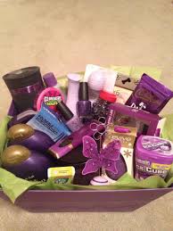 Gift Basket 18th Birthday Gift Ideas For Best Friend Purple Theme Gift Basket Diy Christmas Baskets Christmas Gift Baskets Diy Christmas Gift Baskets