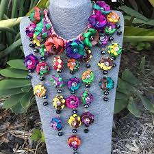 New Handmade Mexican Floral Statement Necklace Floral Statement Necklace Handmade Statement Necklace Statement Necklace
