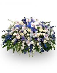Winston flowers with flower shops in boston, new york and greenwich ct. White And Blue Casket Spray In Bronx Ny Columbia Florist Inc