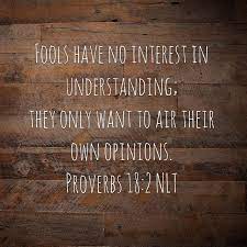Fools Have No Interest In Understanding They Only Want To Air Their Own Opinions Proverbs 18 2 Nlt Http Ift Tt 2dgjoh You Are Worthy Understanding The Fool