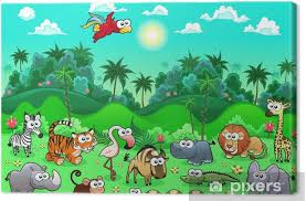 Download free printable jungle animals flashcards for kids in english: Jungle Animals Canvas Print Pixers We Live To Change