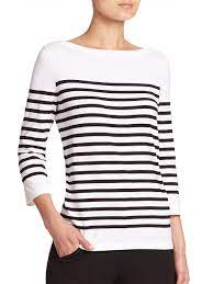 Michael Kors Striped Boatneck Top In White Black White Lyst