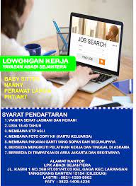 Selain loker kota jakarta utara ini kami juga telah menghadirkan informasi lowker terbaru lainnya seperti lowongan kerja tabanan dan juga loker takalar bulan ini, siapa tahu sobat mempuyai keluarga, saudara atau teman yang tinggal di daerah tersebut dan sedang membutuhkan lowongan pekerjaan. Lowongan Kerja 2020 Baby Sitter Nanny Perawat Lansia Dan Prt Art