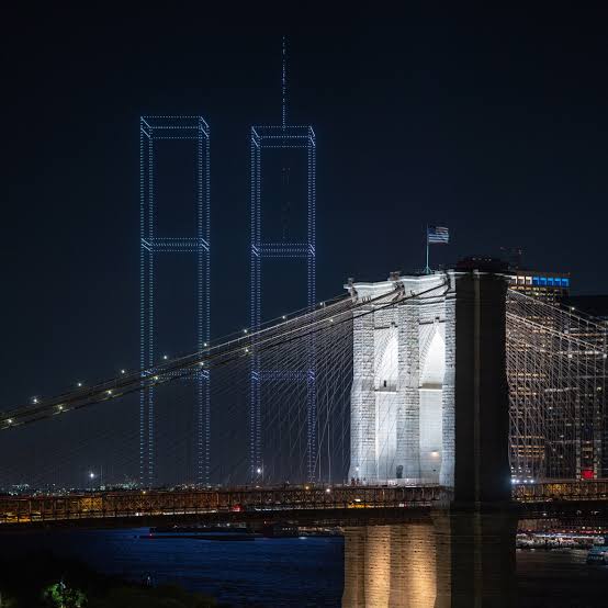 Drones recreate Twin Towers over NYC for 9/11 anniversary