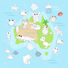 When we think of october holidays, most of us think of halloween. Coloring Page With Animal Map Of Australia For Kids Royalty Free Cliparts Vectors And Stock Illustration Image 114710557