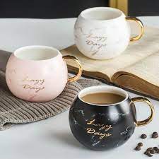 Coffee Mug Printing With Gold 530ml Women Men Marble Ceramic Coffee Mug Milk Drink Cup Novelty Gift Black White Pink In 2021 Disney Coffee Mugs Cute Coffee Mugs Mugs
