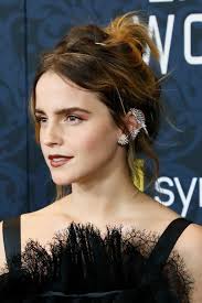 Emma Watson in Balenciaga SS20 and $22,500 Fred Leighton 18K antique  diamond earrings (on one ear) to the premiere of “Little Women” in 2019.  Rose Leslie wore Oscar de la Renta SS19