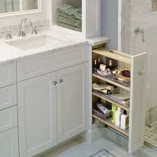 Others must be installed in or on a countertop, and some sinks are mounted in a piece of cabinetry. Slide Out Storage Rack Built In Beside Of Bathroom Vanity Readers Small Space Stora Bathroom Storage Solutions Small Bathroom Storage Bathroom Vanity Storage