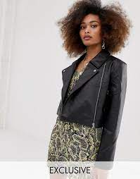 Collusion Leather Look Biker Jacket Asos Coats For Women Faux Leather Biker Jacket Jackets