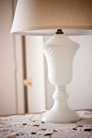 Vintage Diamond Hobnail Milk Glass Lamp By Attichaus On Etsy 50 00 Vintagelamp Milk Glass Decor Milk Glass Lamp Milk Glass