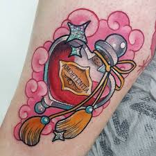 Potion Bottle Tattoo Designs Are Little Magical Accents That We Can T Help But Love Here Are A Few Of Our Favo In 2020 Bottle Tattoo Fantasy Tattoos New School Tattoo