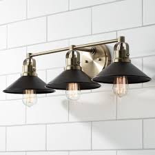 Check spelling or type a new query. Possini Euro Design Industrial Wall Light Antique Brass Hardwired 27 Wide 3 Light Fixture Black Shade For Bathroom Vanity Mirror Walmart Com Walmart Com