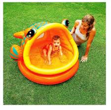 Baby Inflatable Pool W Sunshade Infant Kids Toddler Outdoor Backyard Water Play Baby Pool Inflatable Baby Pool Swimming Pool Toys