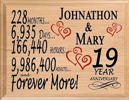 Broad Bay 19th Personalized 19 Year Anniversary Wedding Gift For Wife Husband Couple 30 Year Anniversary Gift Anniversary Gifts 40 Years 50th Anniversary Gifts