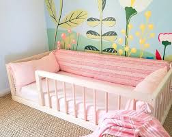 Twin Or Full Size Montessori Floor Bed To Raised Bed Frame Convertible With Rails Full Floor Bed Hardwood 4 Railing Legs Slats Toddler Rooms Toddler Floor Bed Floor Bed