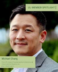 At ULI, we're proud to spotlight members whose work is advancing a more  inclusive and resilient future for real estate and urban development. 🌟 Michael  Chang, First VP, Head of Sustainability &