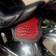 Harley Davidson Heat Shield With Red Alligator Embossed Leather Tooled Leather Bag Harley Ultra Classic Harley
