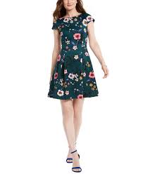 Vince Camuto Floral Print Fit Flare Dress Reviews Dresses Women Macy S Fit Flare Dress Flare Dress Fit Flare