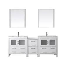 High quality cabinet construction and beautiful modern styles available. Virtu Usa Dior 82 In W Bath Vanity In White With Ceramic Vanity Top In Slim White Ceramic With Square Basin And Mirror And Faucet Kd 70082 C Wh The Home Depo White Double