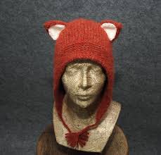 Knitted Fox Ears Hat: Baby Alpaca Wool Animal Cap