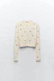 Contrast embroidery, ribbed trims and front button fastening. Parity Zara Cardigan Up To 76 Off