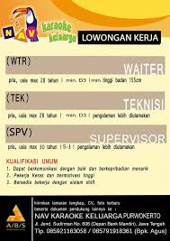 Memiliki kuasa dan wewenang untuk mengeluarkan. Lowongan Kerja Di Nav Karaoke Purwokerto Waiter Teknisi Supervisor Banyumaskarir Com