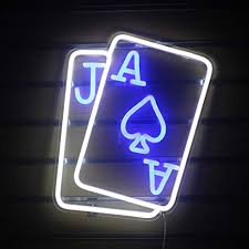 Signboards from led neon are much safer and more durable than signboards from traditional gas neon. Playing Cards Neon Signs Led Neon Wall Sign Cool Neon Sign Decor For Room Bedroom Bar Shop Hotel Christmas Birthday Holiday Party Blue White Amazon Com