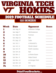Printable 2019 Virginia Tech Hokies Football Schedule Virginia Tech Football Virginia Tech Hokies Virginia Tech Hokies Football