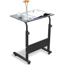 Dlandhome Reglable Table Pour Ordinateur Portable Roulettes Support Table D Appoint Pour Ordinateur Table D Appoint Table Pour Ordinateur Portable Support Lit