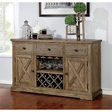 Buffets, sideboards & china cabinets : Furniture Of America Kora Rustic Wood Wine Rack Buffet In Light Oak Idf 3014sv