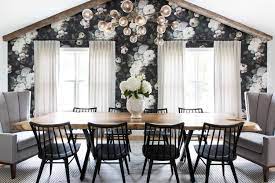 Different sizes, styles, and types of dining room furniture sets. Eye Catching Dining Rooms With Floral Wallpaper