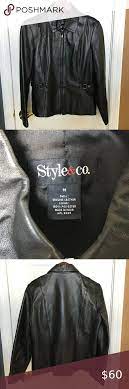 Style Co Women S Black Leather Jacket Size M Womens Black Leather Jacket Black Leather Jacket Leather Jacket