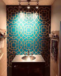 And contrary to popular belief, pattern gives a room depth so. Stenciled Accent Wall Ideas On A Budget For Your Bathroom Makeover Using Wall Stencil P Bathroom Accent Wall Wallpaper Accent Wall Bathroom Accent Wall Stencil