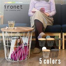 楽天市場 在庫処分 ironet バスケットテーブル s サイドテーブル 収納 かご テーブル おしゃれ インテリア 収納 家具 雑貨 人気 おすすめ ワイヤーバスケットテーブル ふた付き バスケット 円形 机 アンティーク スチール 北欧 贈り物 母の日 ギフト バッグレイ