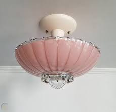 White integrated led flush mount ceiling light with acrylic shade the flush mount is so close to the ceiling that it looks like a recessed light. The Passage Of Time In Pink Vintage 70s Flush Mount Light Shade Pink Glass Art Nouveau Embossed Ceiling Pendant Shade Decor Ceiling Light Pendant Lights Home Living Vadel Com