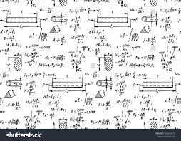 Retro Physics Seamless Pattern With The Equations Figures Schemes Formulas And Other Calculations On Seamless Patterns Equations People Vector Illustration